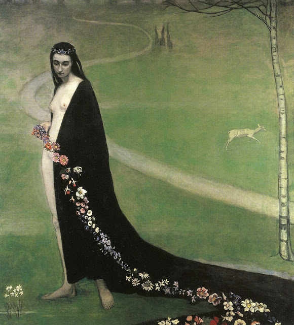 Romaines Brooks - femme avec des fleurs - 1912