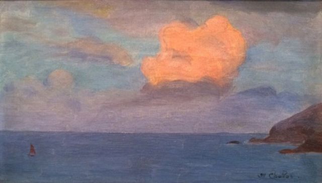 Maurice Chabas, Le nuage rose, étude de ciel, huile sur toile