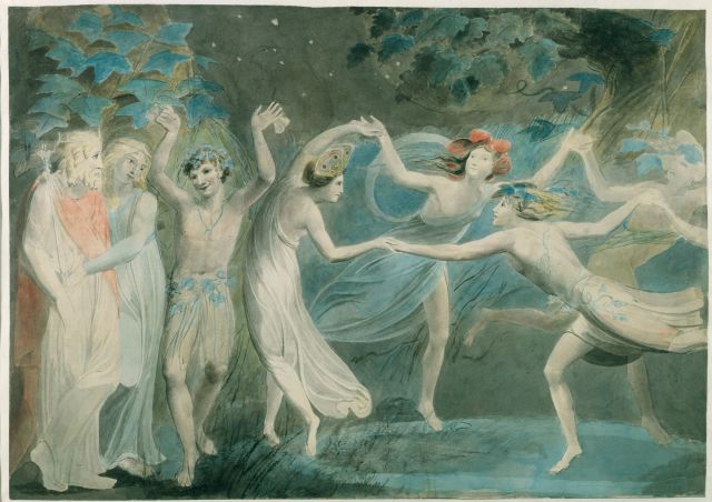 William Blake - Blake Oberon, Titania und Puck mit Tanzende Feen