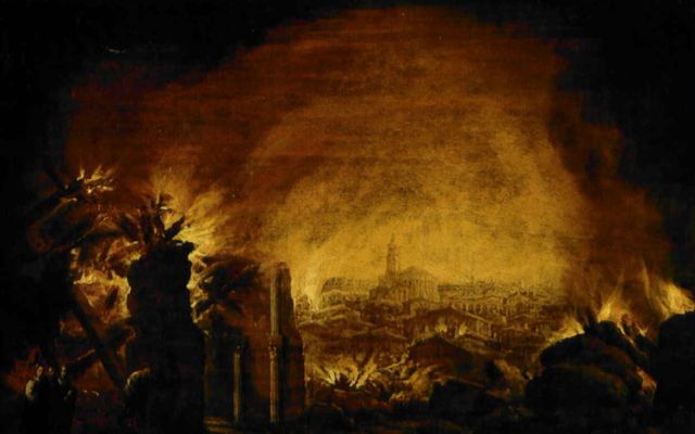 Ridolfo Cunio, scena d'incendio, 'Incendio di Troia'