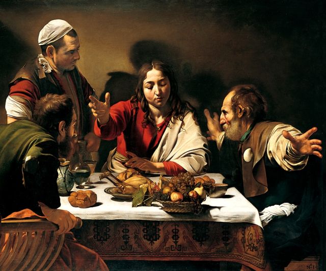 La Cena in Emmaus, dipinto a olio su tela di Caravaggio, 1601-1602. National Gallery di Londra