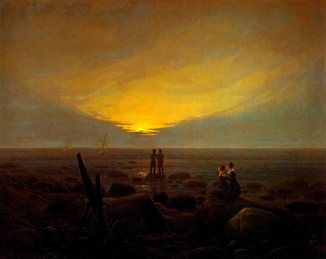 Caspar David Friedrich (1774-1840), Luna nascente sul mare, 1821