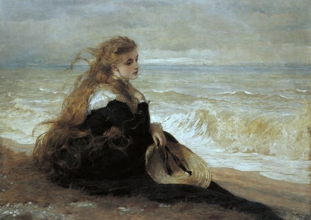 George Elgar Hicks (1824-1914) On the Seashore 1879 - Catherine La Rose