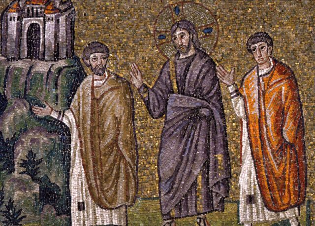 Gesù cammina con i discepoli, Basilica di Sant’Apollinare Nuovo, Ravenna (Mosaico)