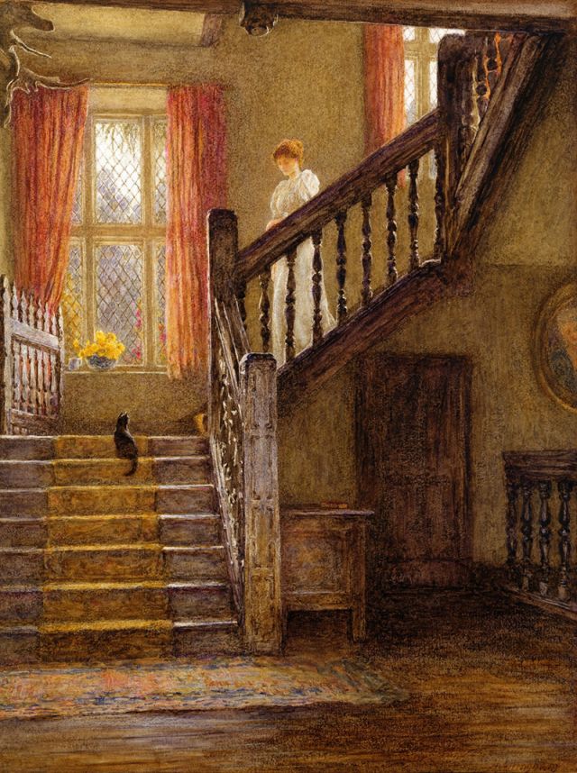 Helen Allingham (1848-1926), La scala, Whittington Court, Gloucestershire