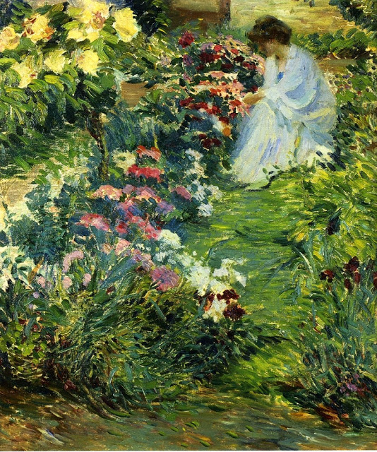 Woman in a garden, John Leslie Breck (American, 1860–1899)