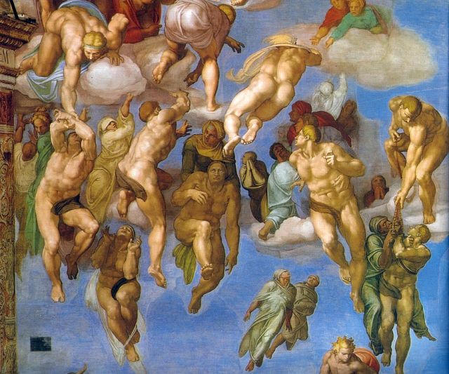 Michelangelo, Giudizio universale, particolare, Ascesa dei beati