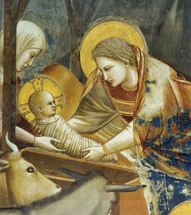 Giotto Natività di Gesù, particolare Ostetrica Salomè (Cappella degli Scrovegni)