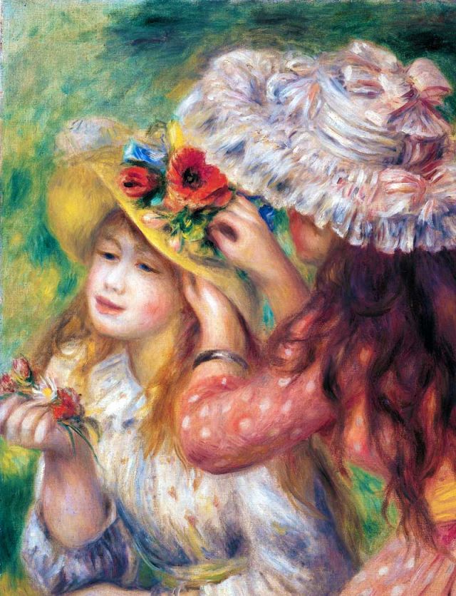 Pierre Auguste Renoir Ragazze che mettono fiori sui loro cappelli